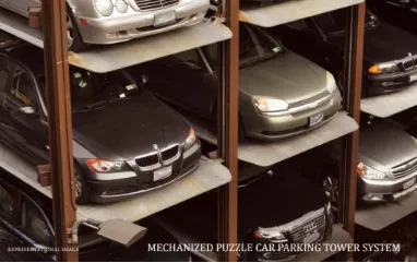 Mechanized puzzle car parking tower system