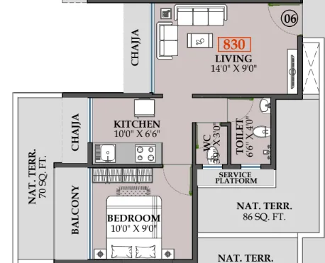 2 bhk floor plan aaiji galaxy