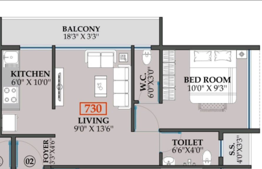 1 bhk floor plan one avenue