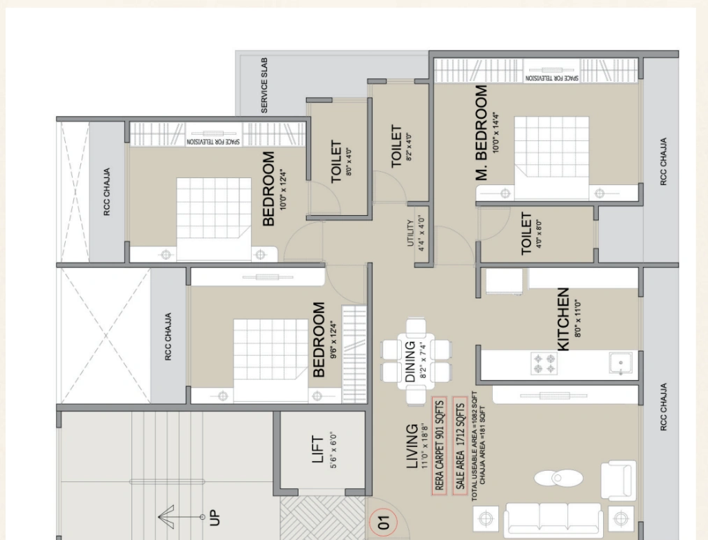 3 bhk floor plan ambika chs