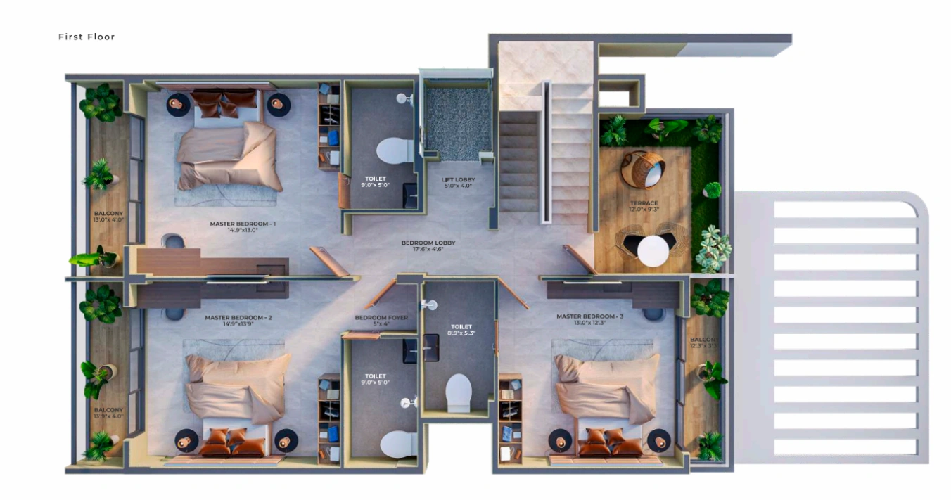 3 bhk floor plan one avenue