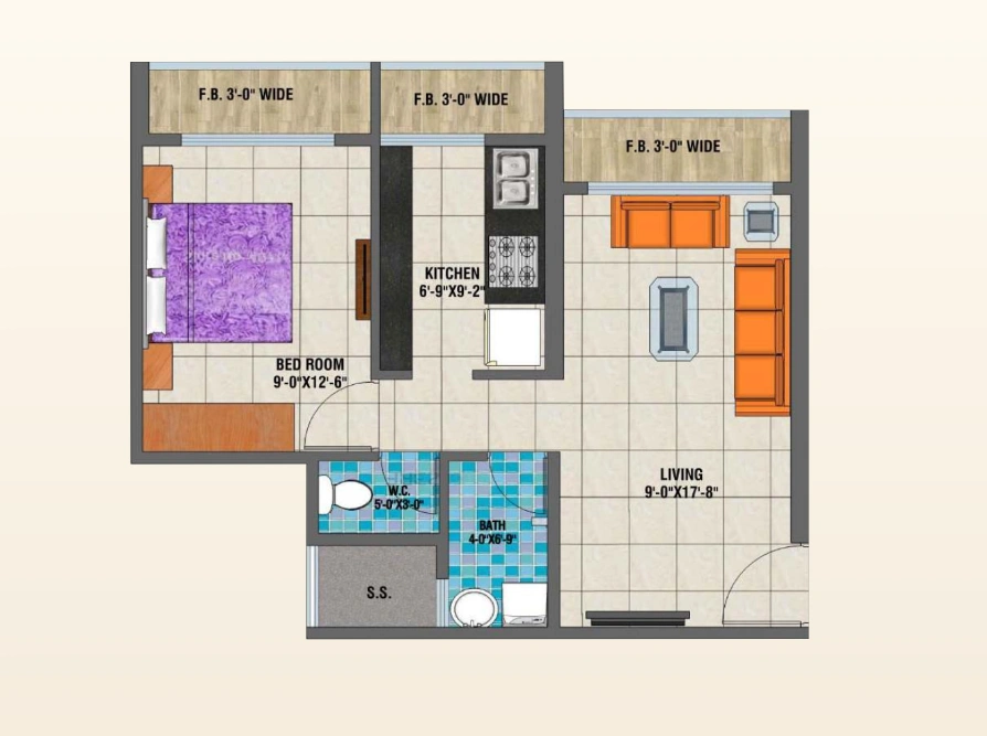 1 bhk floor plan arihant clan aalishan