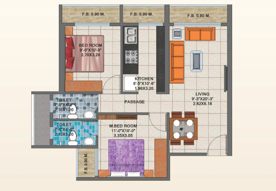 2 bhk floor plan arihant clan aalishan