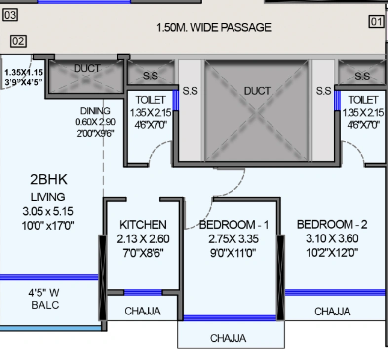 2 bhk floor plan bhagwati avenoir