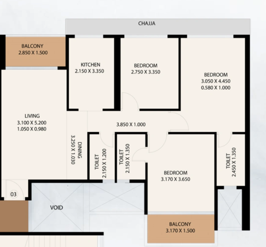 3 bhk floor plan bhagwati luxuria