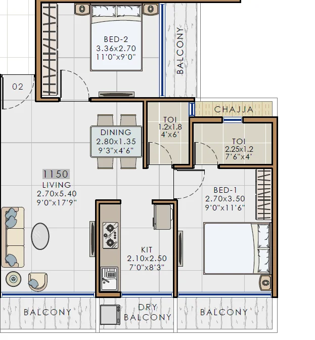 2 bhk floor plan bhimashankar