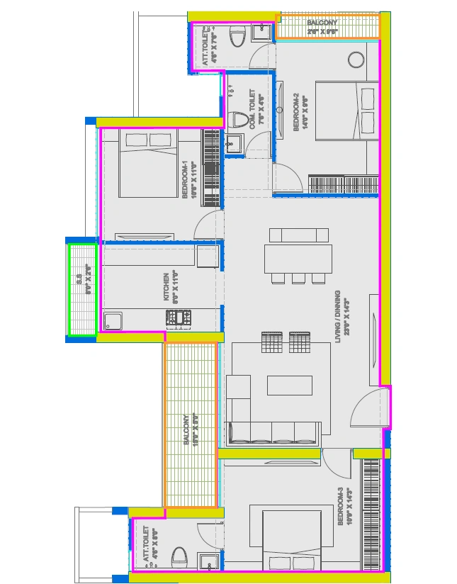 3 bhk floor plan codename citadel