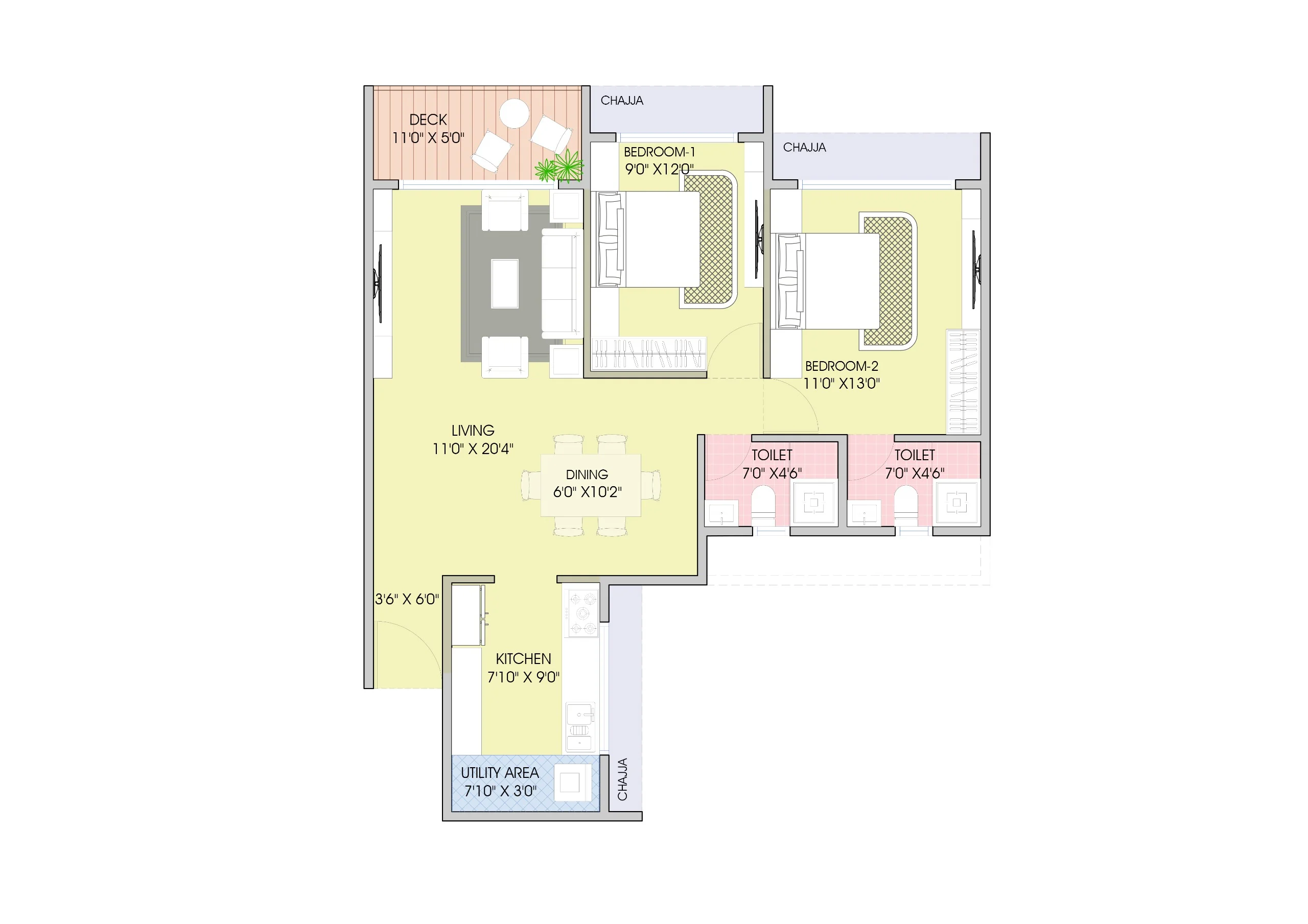 2 bhk floor plan codename evolve