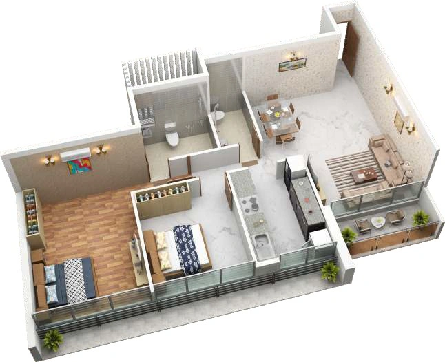 2 bhk floor plan crystal corner