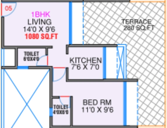 1 bhk floor plan delta greens