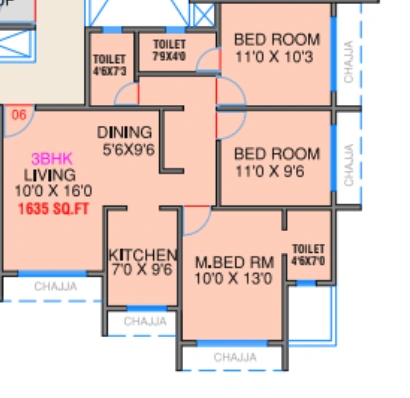 3 bhk floor plan delta greens