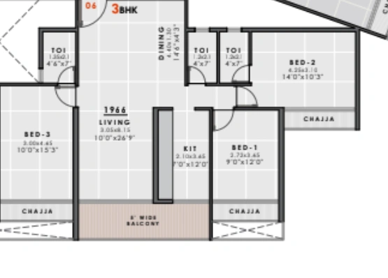 3 bhk floor plan delta signature