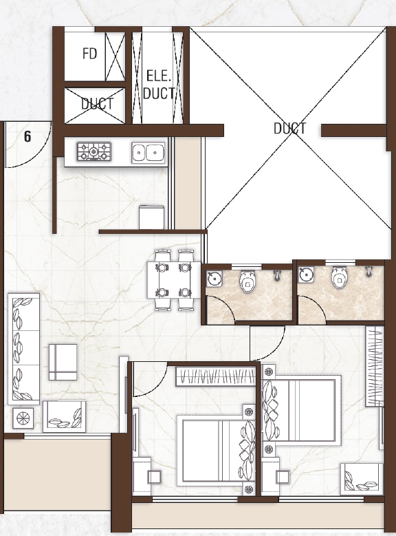 2 bhk floor plan dream hills