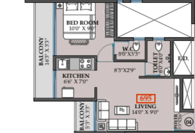 1 bhk floor plan erdamor 26 icon