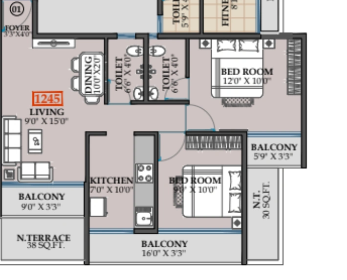 2 bhk floor plan erdamor 26 icon