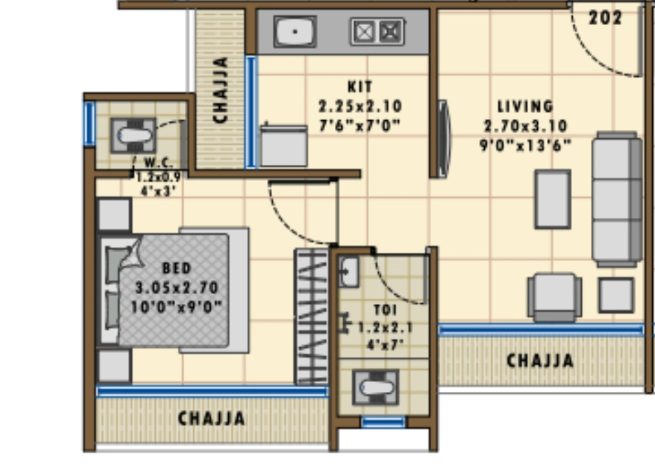 1 bhk floor plan gamiraj shagun