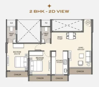 2 bhk floor plan geetanjali belleza
