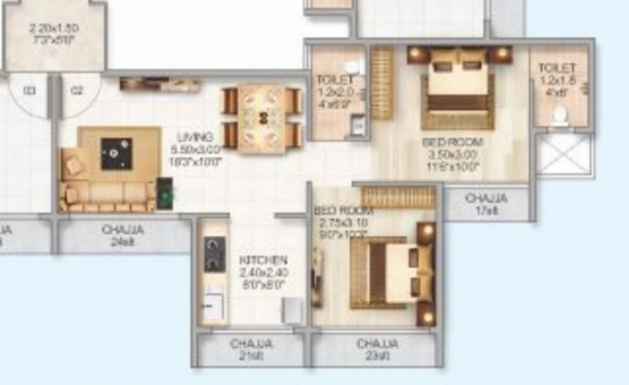 2 bhk floor plan geetanjali daffodils imperial