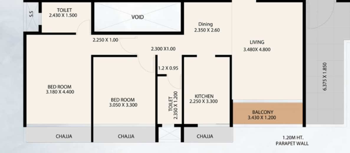 2 bhk floor plan godrej eternal palm