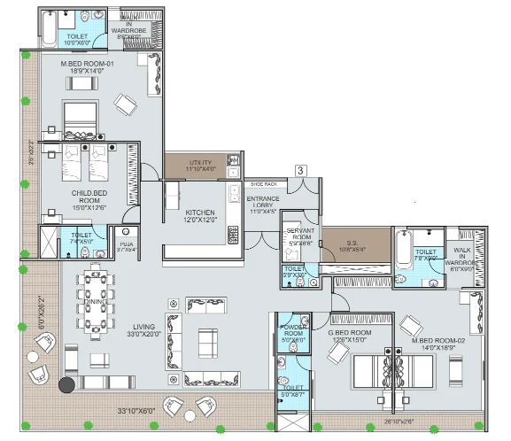 4 bhk floor plan golden era dream developers 