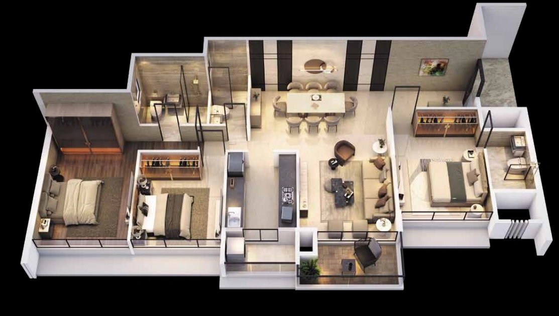 3 bhk floor plan goodwill wisteria