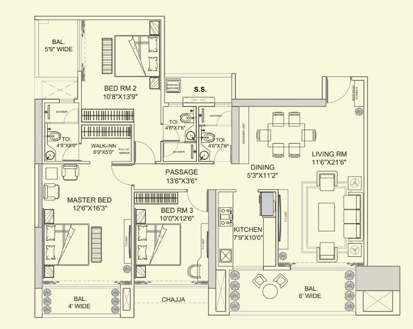 3 bhk floor plan green gold delux