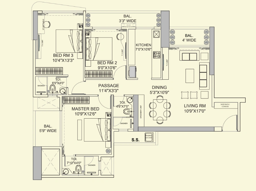 3 bhk floor plan green gold smart