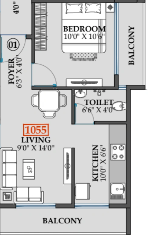 1 bhk floor plan gunina sanjeevani