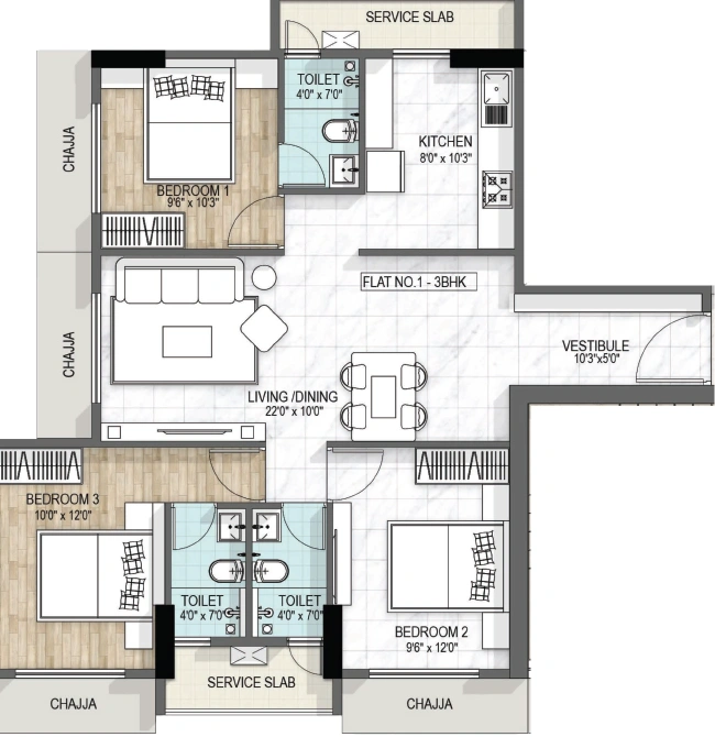 3 bhk floor plan haware forever