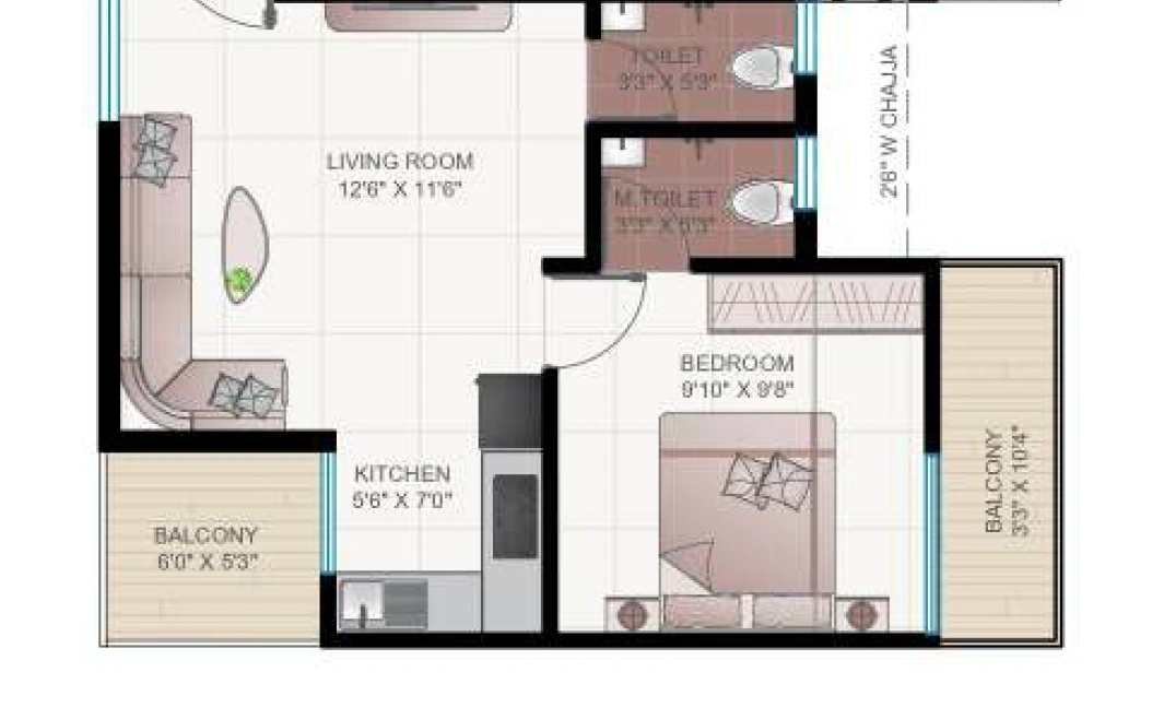 1 bhk floor plan imperial city