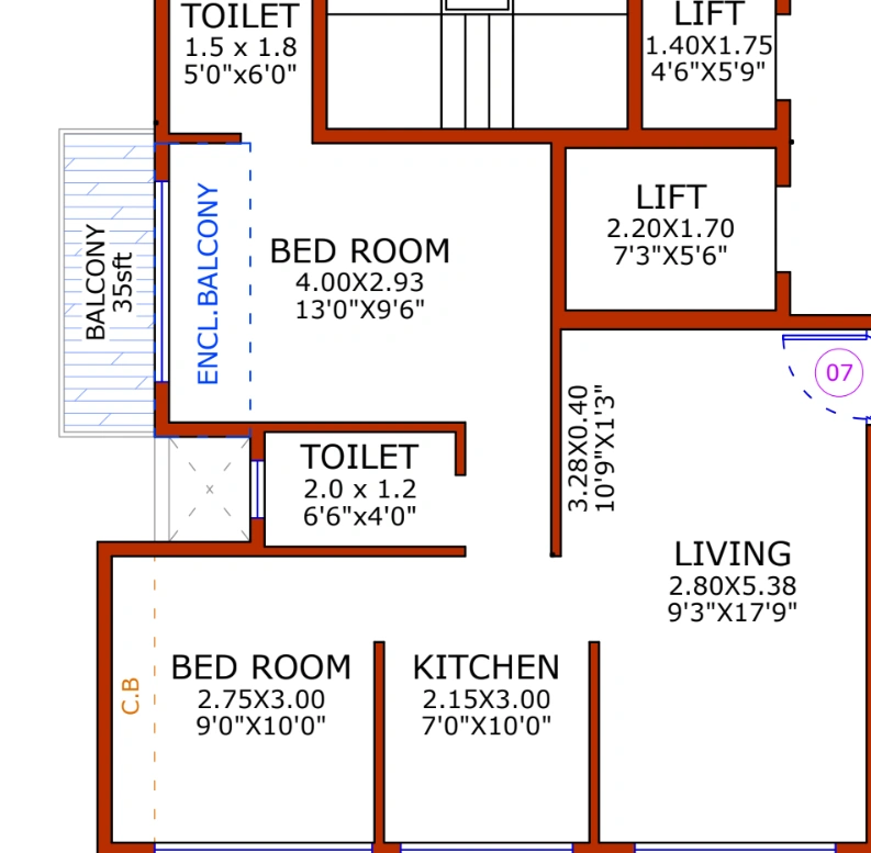 2 bhk floor plan innovative plaza 2