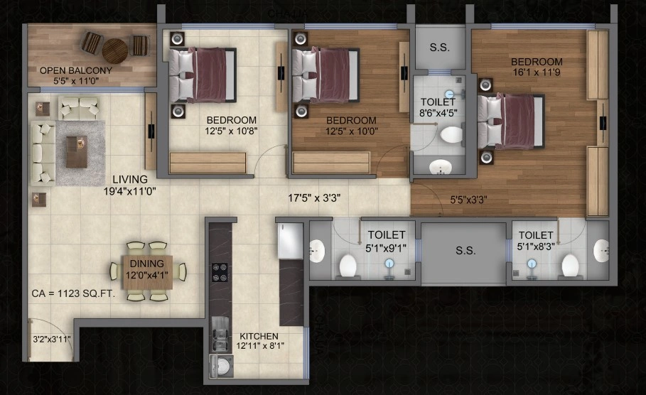 3 bhk floor plan jewel crest imperial