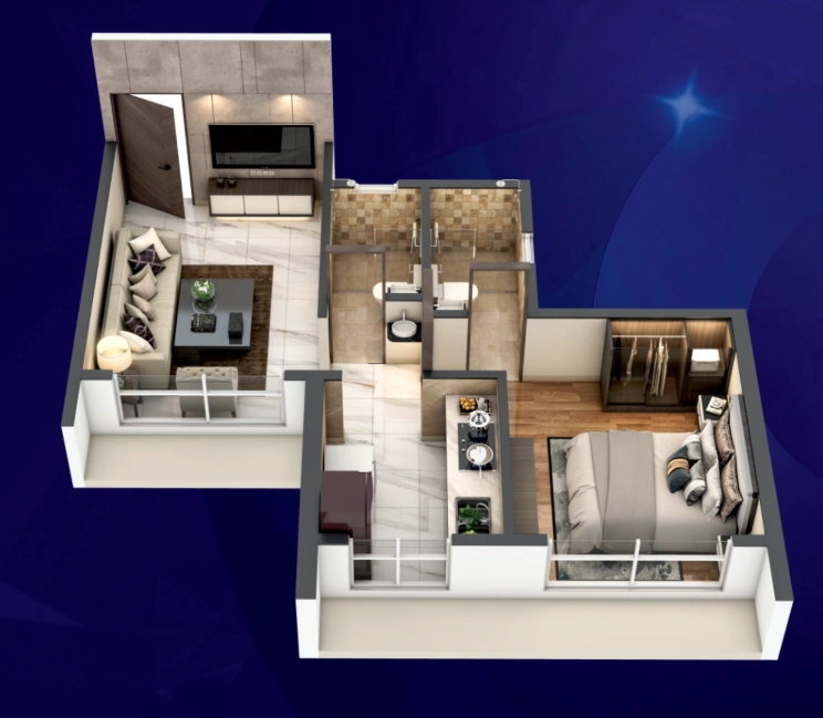 1 bhk floor plan kalpavruksha oneness
