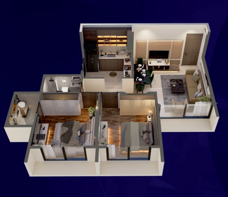 2 bhk floor plan kalpavruksha oneness