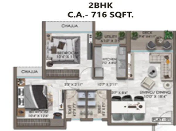 2 bhk floor plan kamdhenu pinnacle