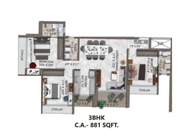 3 bhk floor plan kamdhenu pinnacle