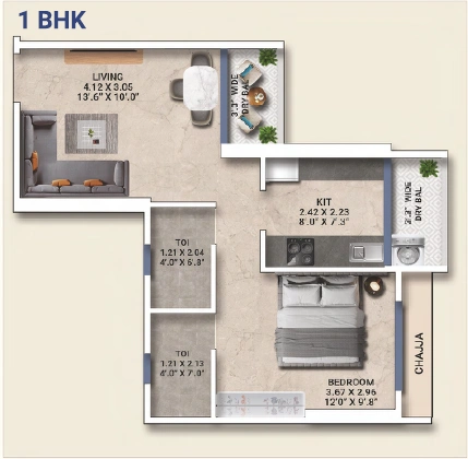 1 bhk floor plan konnark astra