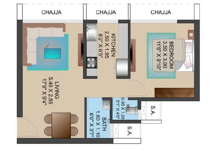 2 bhk floor plan landmaark la palacio