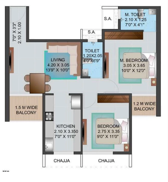 3 bhk floor plan landmaark la palacio