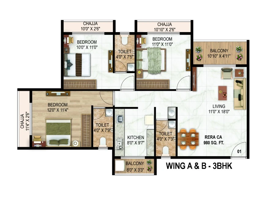 3 bhk floor plan mahaavir labdhi