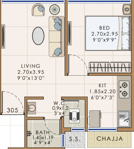 1 bhk floor plan majestic krishna