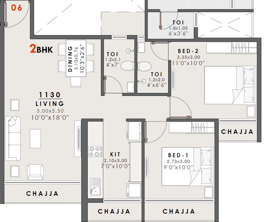 2 bhk floor plan mangal dharni