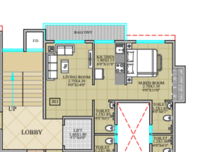 1 bhk floor plan meera residency