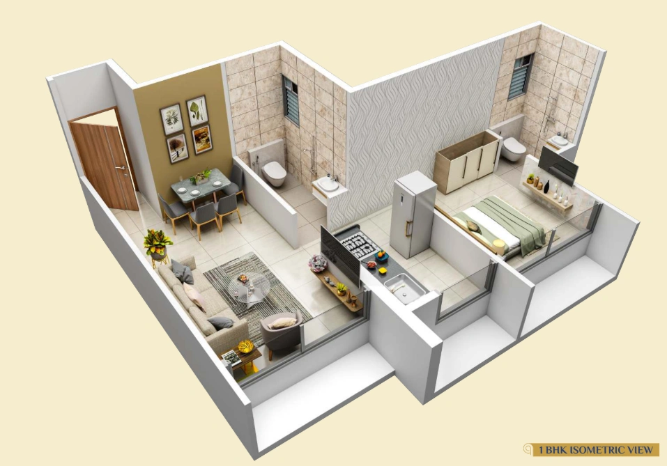 1 bhk floor plan millennial towers