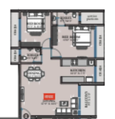 2 bhk floor plan mirai one