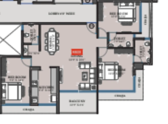 3 bhk floor plan mirai one