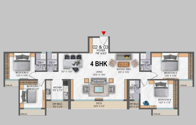 4 bhk floor plan neelkamal gokul