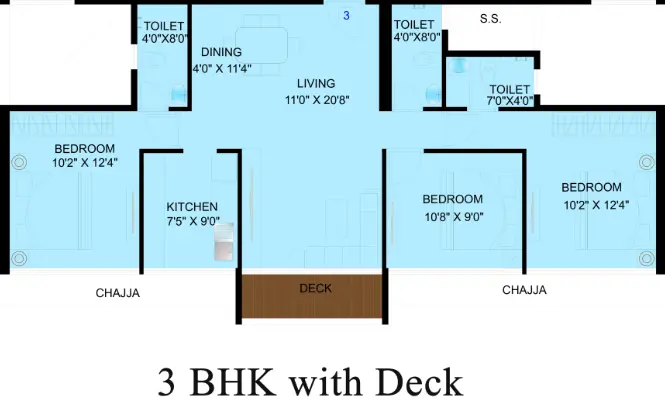 3 bhk floor plan next level