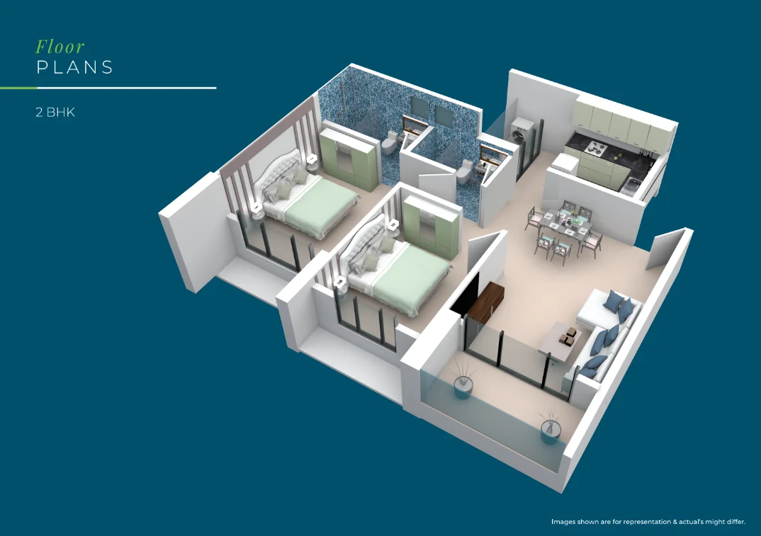 2 bhk floor plan nisarg aura