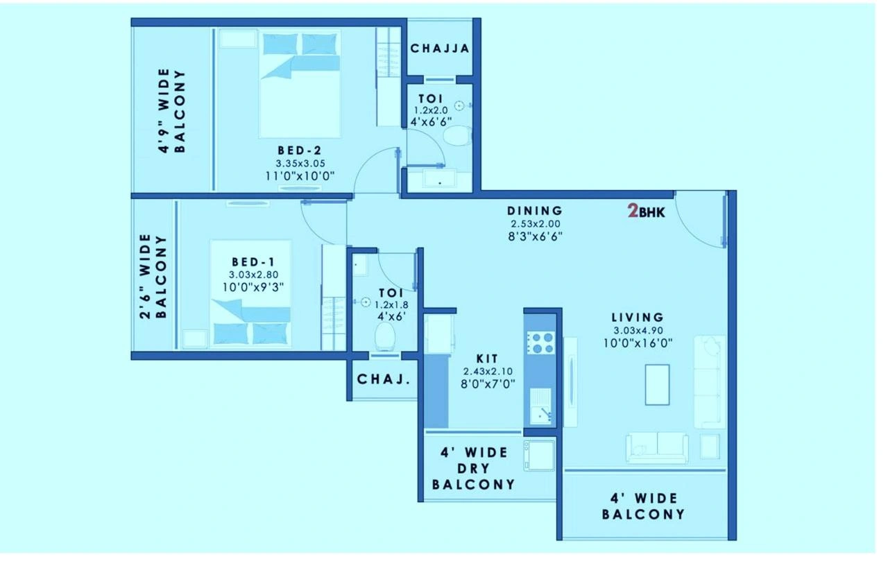 2 bhk floor plan noviya xi